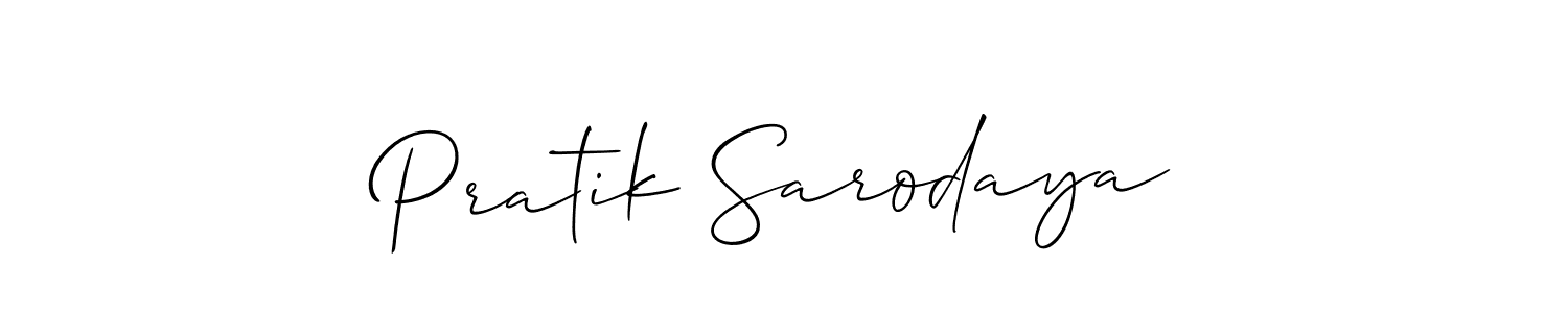 The best way (Allison_Script) to make a short signature is to pick only two or three words in your name. The name Pratik Sarodaya include a total of six letters. For converting this name. Pratik Sarodaya signature style 2 images and pictures png