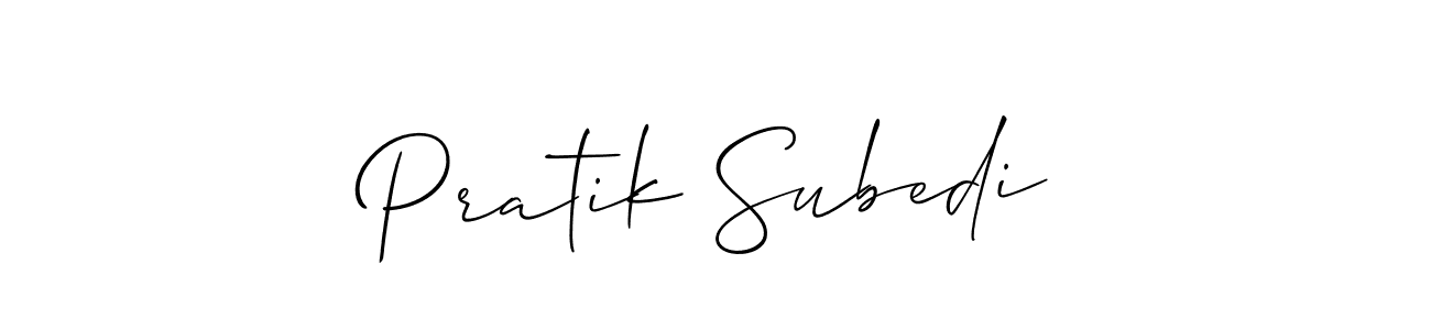 Also we have Pratik Subedi name is the best signature style. Create professional handwritten signature collection using Allison_Script autograph style. Pratik Subedi signature style 2 images and pictures png