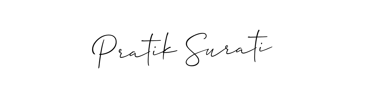 How to make Pratik Surati name signature. Use Allison_Script style for creating short signs online. This is the latest handwritten sign. Pratik Surati signature style 2 images and pictures png