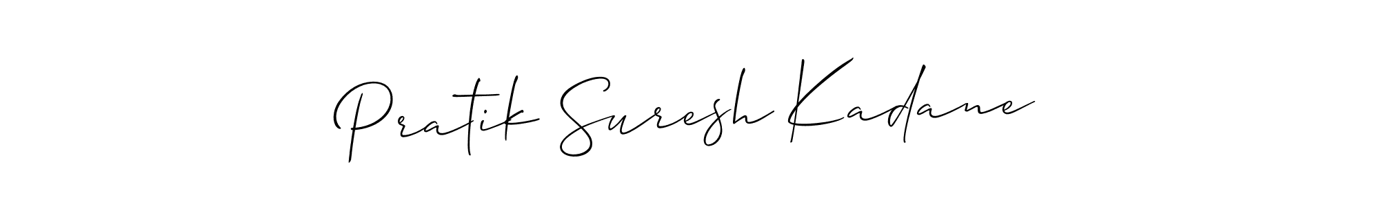 The best way (Allison_Script) to make a short signature is to pick only two or three words in your name. The name Pratik Suresh Kadane include a total of six letters. For converting this name. Pratik Suresh Kadane signature style 2 images and pictures png