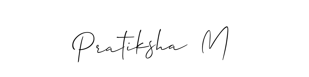 Allison_Script is a professional signature style that is perfect for those who want to add a touch of class to their signature. It is also a great choice for those who want to make their signature more unique. Get Pratiksha  M name to fancy signature for free. Pratiksha  M signature style 2 images and pictures png