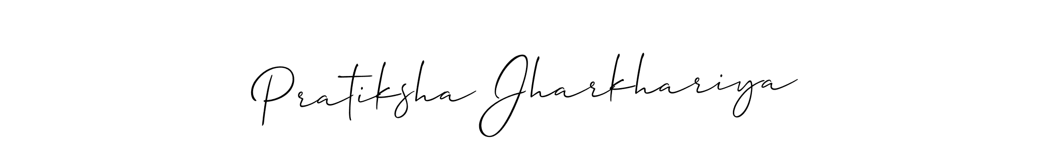 Make a short Pratiksha Jharkhariya signature style. Manage your documents anywhere anytime using Allison_Script. Create and add eSignatures, submit forms, share and send files easily. Pratiksha Jharkhariya signature style 2 images and pictures png