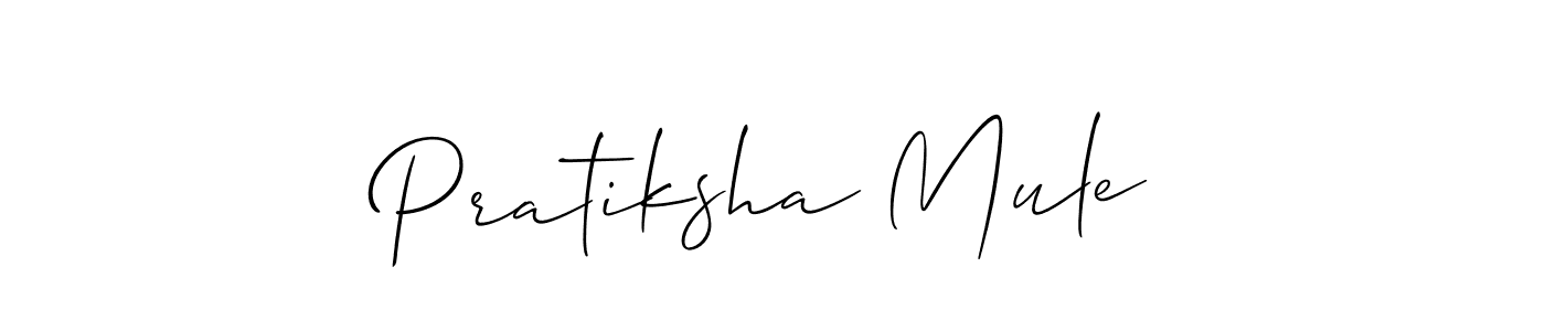 You should practise on your own different ways (Allison_Script) to write your name (Pratiksha Mule) in signature. don't let someone else do it for you. Pratiksha Mule signature style 2 images and pictures png