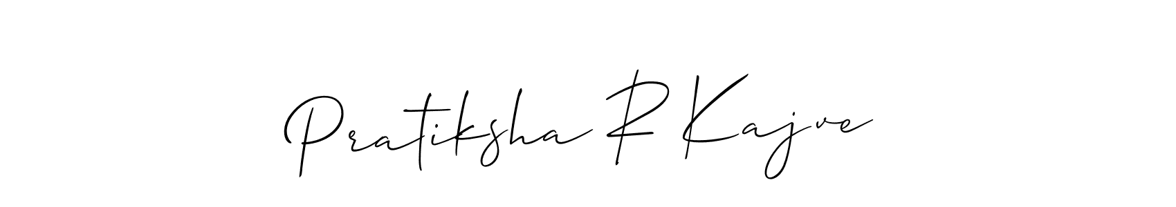 You should practise on your own different ways (Allison_Script) to write your name (Pratiksha R Kajve) in signature. don't let someone else do it for you. Pratiksha R Kajve signature style 2 images and pictures png