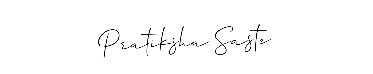 You should practise on your own different ways (Allison_Script) to write your name (Pratiksha Saste) in signature. don't let someone else do it for you. Pratiksha Saste signature style 2 images and pictures png