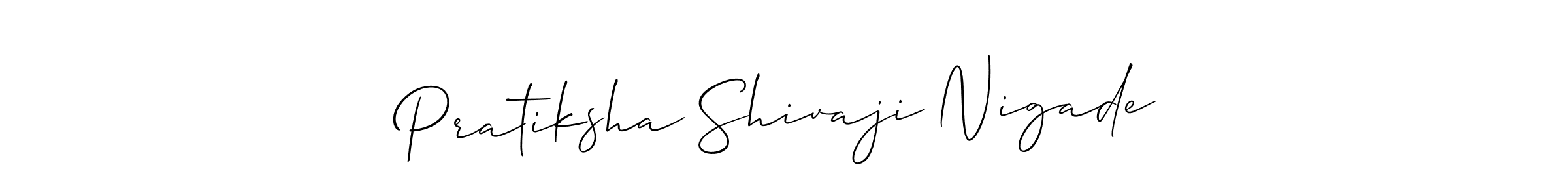 How to make Pratiksha Shivaji Nigade name signature. Use Allison_Script style for creating short signs online. This is the latest handwritten sign. Pratiksha Shivaji Nigade signature style 2 images and pictures png