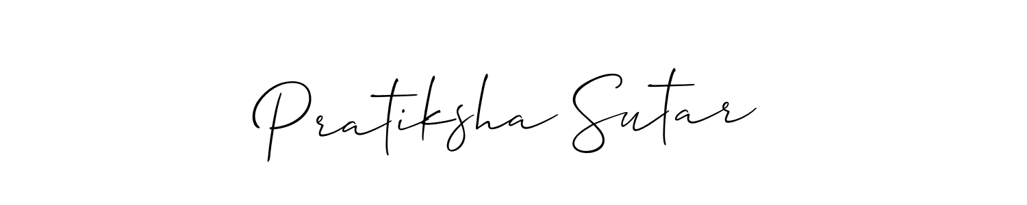 How to make Pratiksha Sutar name signature. Use Allison_Script style for creating short signs online. This is the latest handwritten sign. Pratiksha Sutar signature style 2 images and pictures png