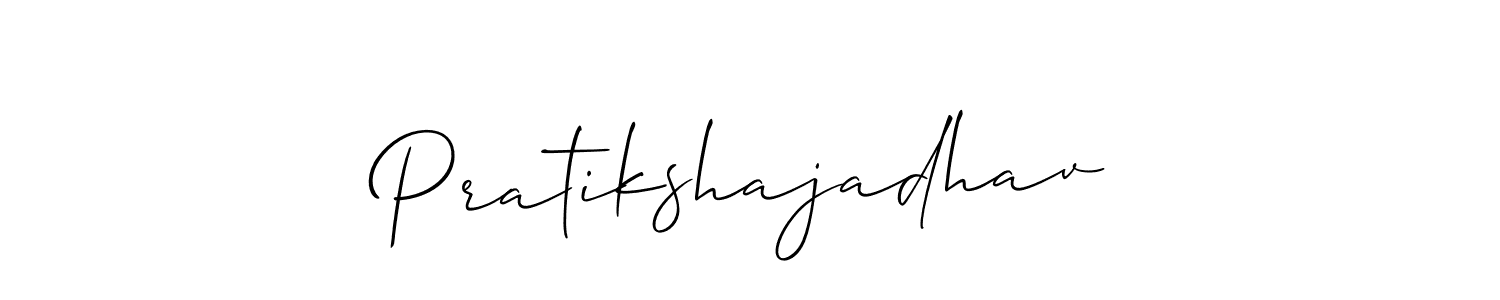 How to make Pratikshajadhav name signature. Use Allison_Script style for creating short signs online. This is the latest handwritten sign. Pratikshajadhav signature style 2 images and pictures png