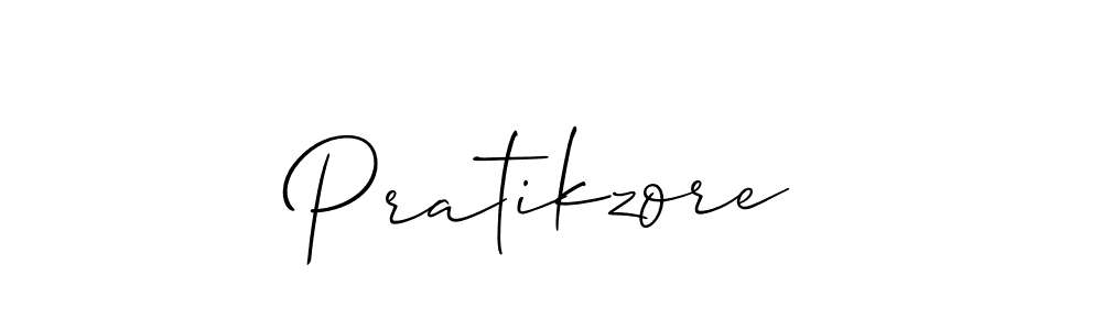 The best way (Allison_Script) to make a short signature is to pick only two or three words in your name. The name Pratikzore include a total of six letters. For converting this name. Pratikzore signature style 2 images and pictures png