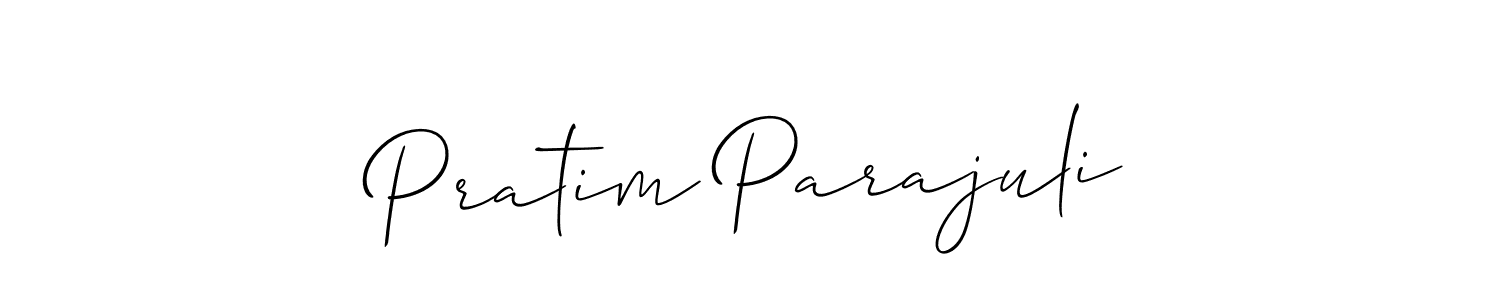 How to make Pratim Parajuli name signature. Use Allison_Script style for creating short signs online. This is the latest handwritten sign. Pratim Parajuli signature style 2 images and pictures png