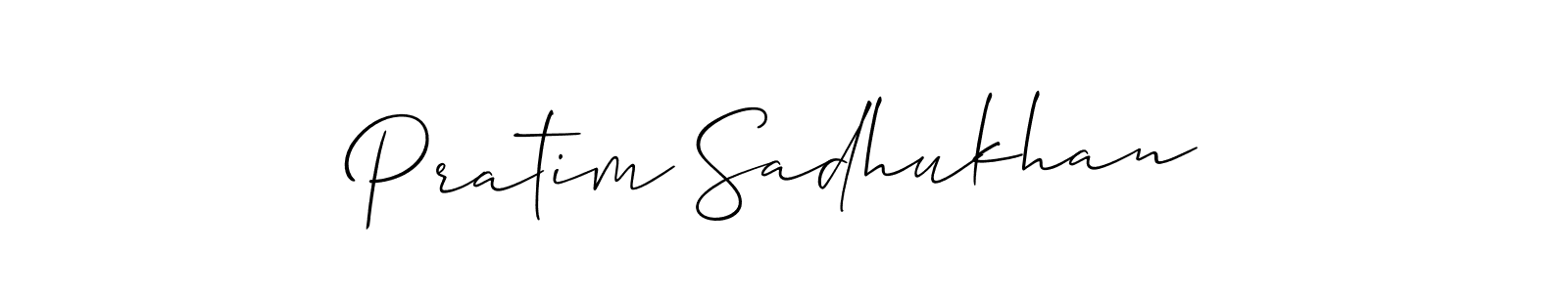 The best way (Allison_Script) to make a short signature is to pick only two or three words in your name. The name Pratim Sadhukhan include a total of six letters. For converting this name. Pratim Sadhukhan signature style 2 images and pictures png