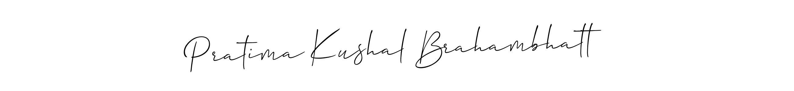 if you are searching for the best signature style for your name Pratima Kushal Brahambhatt. so please give up your signature search. here we have designed multiple signature styles  using Allison_Script. Pratima Kushal Brahambhatt signature style 2 images and pictures png