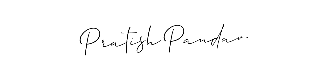 The best way (Allison_Script) to make a short signature is to pick only two or three words in your name. The name Pratish Pandav include a total of six letters. For converting this name. Pratish Pandav signature style 2 images and pictures png