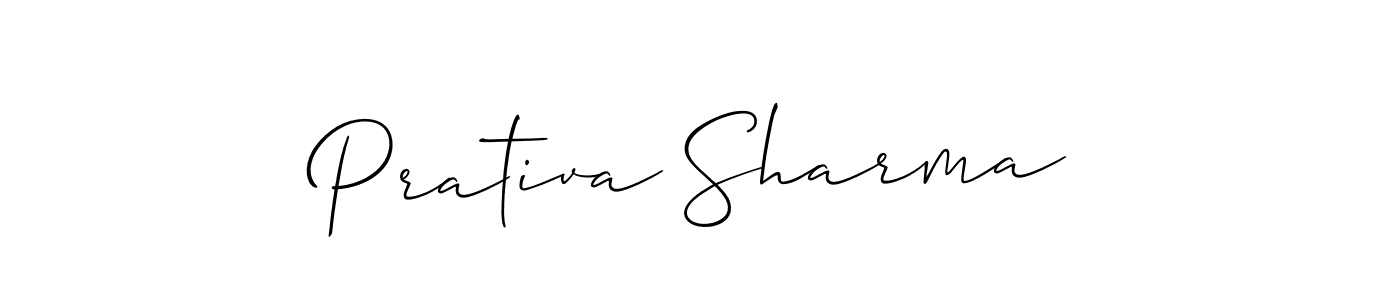 The best way (Allison_Script) to make a short signature is to pick only two or three words in your name. The name Prativa Sharma include a total of six letters. For converting this name. Prativa Sharma signature style 2 images and pictures png