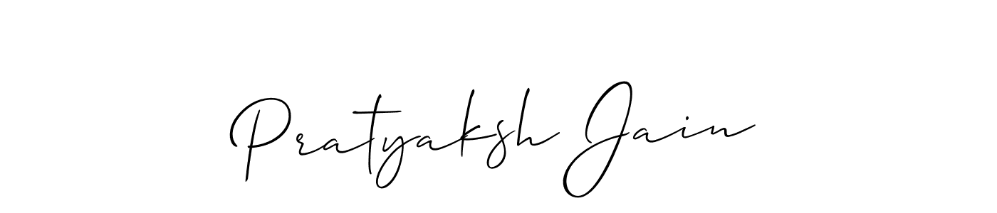 The best way (Allison_Script) to make a short signature is to pick only two or three words in your name. The name Pratyaksh Jain include a total of six letters. For converting this name. Pratyaksh Jain signature style 2 images and pictures png