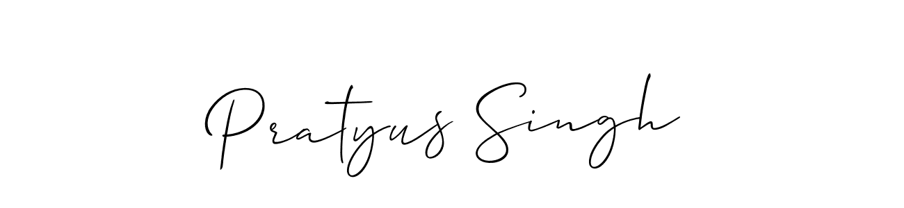 How to make Pratyus Singh name signature. Use Allison_Script style for creating short signs online. This is the latest handwritten sign. Pratyus Singh signature style 2 images and pictures png