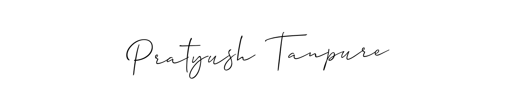 You should practise on your own different ways (Allison_Script) to write your name (Pratyush  Tanpure) in signature. don't let someone else do it for you. Pratyush  Tanpure signature style 2 images and pictures png