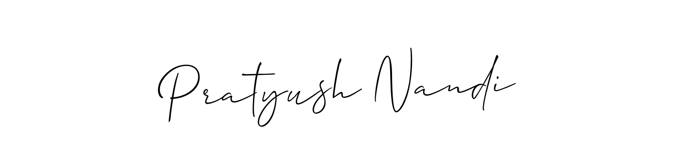 Allison_Script is a professional signature style that is perfect for those who want to add a touch of class to their signature. It is also a great choice for those who want to make their signature more unique. Get Pratyush Nandi name to fancy signature for free. Pratyush Nandi signature style 2 images and pictures png