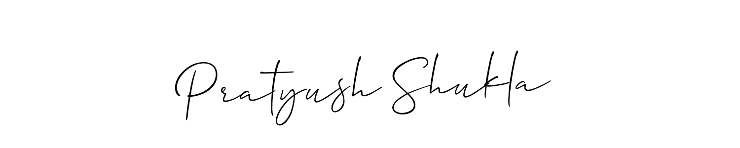 The best way (Allison_Script) to make a short signature is to pick only two or three words in your name. The name Pratyush Shukla include a total of six letters. For converting this name. Pratyush Shukla signature style 2 images and pictures png