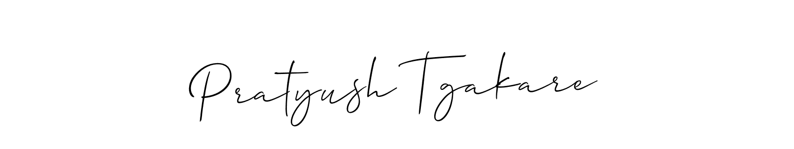 Allison_Script is a professional signature style that is perfect for those who want to add a touch of class to their signature. It is also a great choice for those who want to make their signature more unique. Get Pratyush Tgakare name to fancy signature for free. Pratyush Tgakare signature style 2 images and pictures png