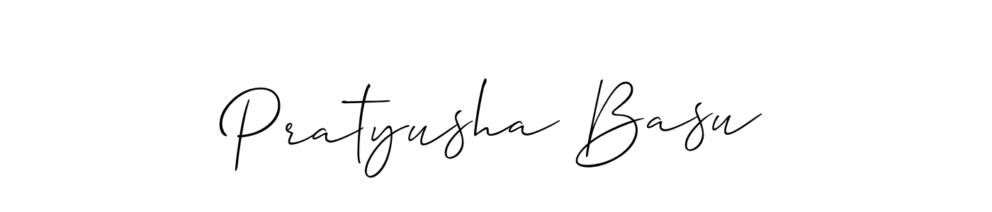 How to make Pratyusha Basu name signature. Use Allison_Script style for creating short signs online. This is the latest handwritten sign. Pratyusha Basu signature style 2 images and pictures png