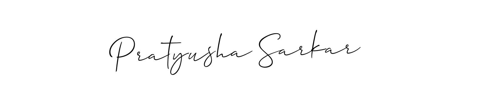 Allison_Script is a professional signature style that is perfect for those who want to add a touch of class to their signature. It is also a great choice for those who want to make their signature more unique. Get Pratyusha Sarkar name to fancy signature for free. Pratyusha Sarkar signature style 2 images and pictures png