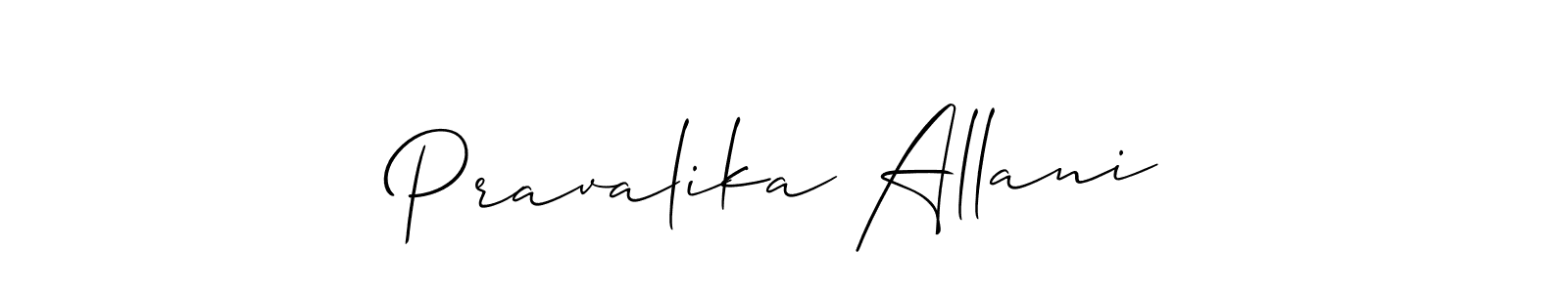 if you are searching for the best signature style for your name Pravalika Allani. so please give up your signature search. here we have designed multiple signature styles  using Allison_Script. Pravalika Allani signature style 2 images and pictures png