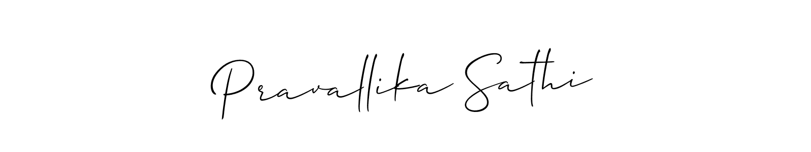 Pravallika Sathi stylish signature style. Best Handwritten Sign (Allison_Script) for my name. Handwritten Signature Collection Ideas for my name Pravallika Sathi. Pravallika Sathi signature style 2 images and pictures png