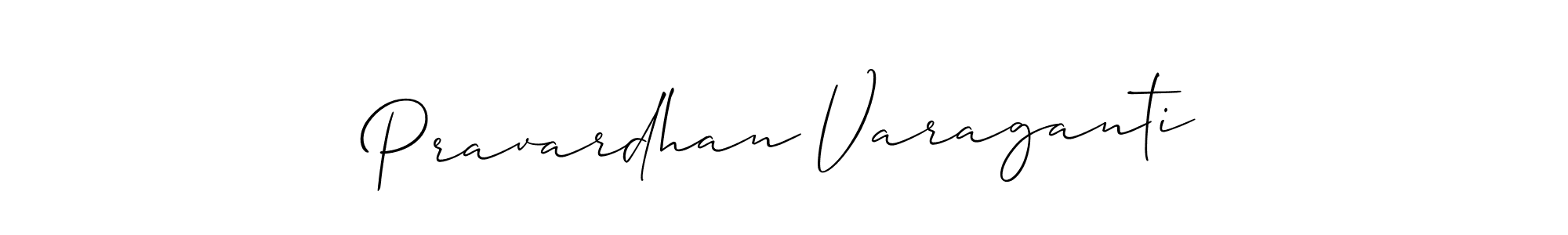 Allison_Script is a professional signature style that is perfect for those who want to add a touch of class to their signature. It is also a great choice for those who want to make their signature more unique. Get Pravardhan Varaganti name to fancy signature for free. Pravardhan Varaganti signature style 2 images and pictures png