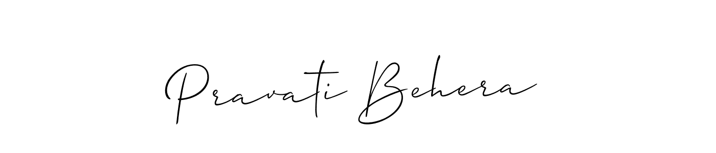 Create a beautiful signature design for name Pravati Behera. With this signature (Allison_Script) fonts, you can make a handwritten signature for free. Pravati Behera signature style 2 images and pictures png