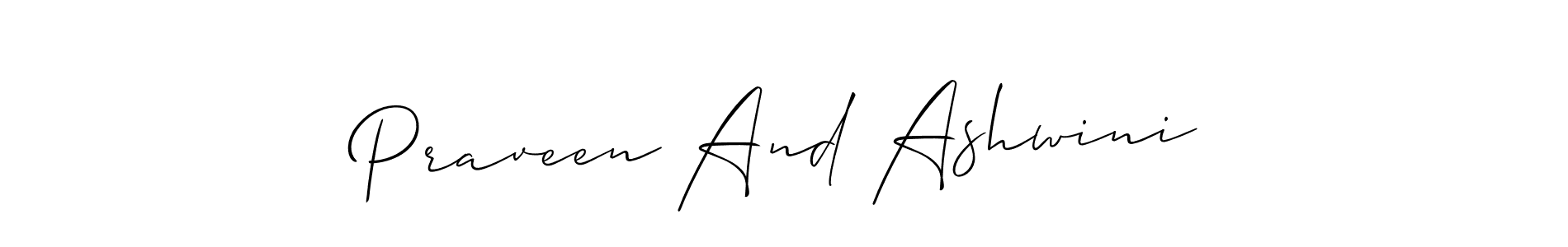 Make a short Praveen And Ashwini signature style. Manage your documents anywhere anytime using Allison_Script. Create and add eSignatures, submit forms, share and send files easily. Praveen And Ashwini signature style 2 images and pictures png