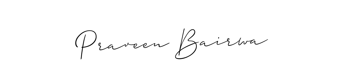 The best way (Allison_Script) to make a short signature is to pick only two or three words in your name. The name Praveen Bairwa include a total of six letters. For converting this name. Praveen Bairwa signature style 2 images and pictures png