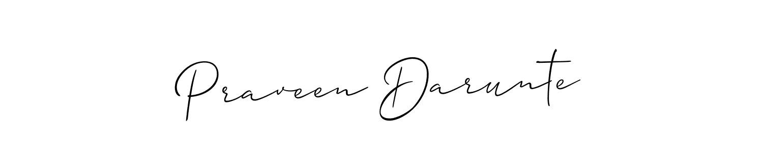 Make a short Praveen Darunte signature style. Manage your documents anywhere anytime using Allison_Script. Create and add eSignatures, submit forms, share and send files easily. Praveen Darunte signature style 2 images and pictures png