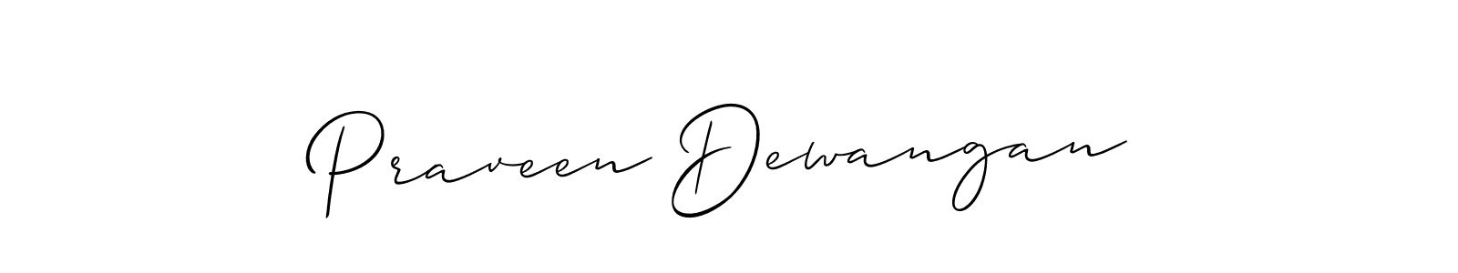 Make a short Praveen Dewangan signature style. Manage your documents anywhere anytime using Allison_Script. Create and add eSignatures, submit forms, share and send files easily. Praveen Dewangan signature style 2 images and pictures png