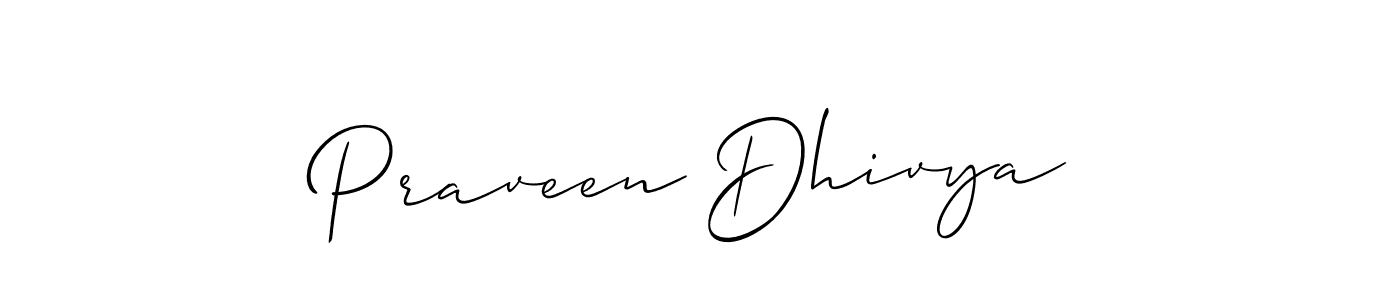 Similarly Allison_Script is the best handwritten signature design. Signature creator online .You can use it as an online autograph creator for name Praveen Dhivya. Praveen Dhivya signature style 2 images and pictures png