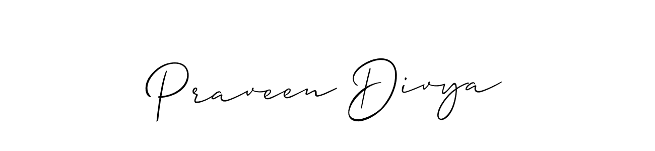 Create a beautiful signature design for name Praveen Divya. With this signature (Allison_Script) fonts, you can make a handwritten signature for free. Praveen Divya signature style 2 images and pictures png