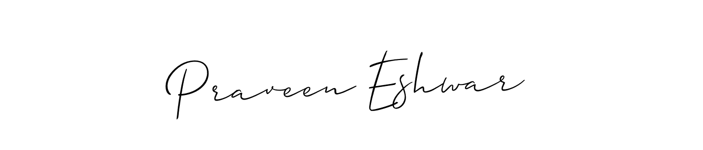 Use a signature maker to create a handwritten signature online. With this signature software, you can design (Allison_Script) your own signature for name Praveen Eshwar. Praveen Eshwar signature style 2 images and pictures png