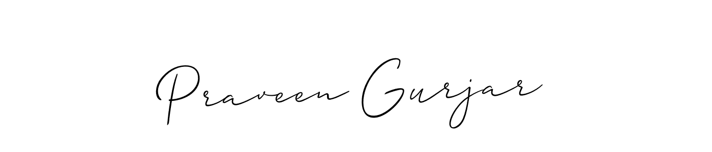 How to make Praveen Gurjar name signature. Use Allison_Script style for creating short signs online. This is the latest handwritten sign. Praveen Gurjar signature style 2 images and pictures png