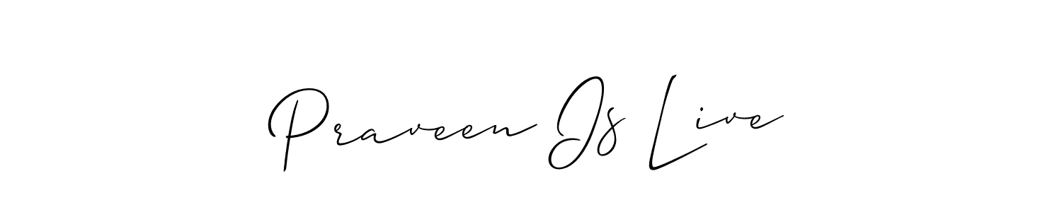 if you are searching for the best signature style for your name Praveen Is Live. so please give up your signature search. here we have designed multiple signature styles  using Allison_Script. Praveen Is Live signature style 2 images and pictures png