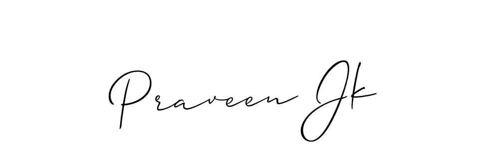 How to make Praveen Jk name signature. Use Allison_Script style for creating short signs online. This is the latest handwritten sign. Praveen Jk signature style 2 images and pictures png