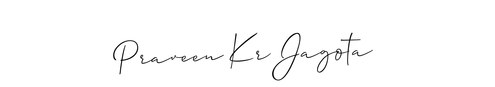 It looks lik you need a new signature style for name Praveen Kr Jagota. Design unique handwritten (Allison_Script) signature with our free signature maker in just a few clicks. Praveen Kr Jagota signature style 2 images and pictures png