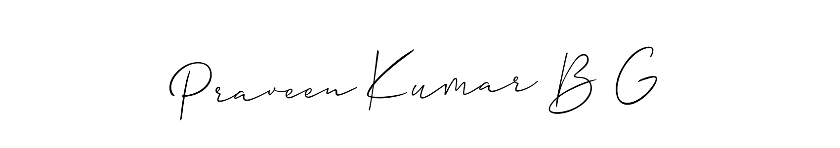 Praveen Kumar B G stylish signature style. Best Handwritten Sign (Allison_Script) for my name. Handwritten Signature Collection Ideas for my name Praveen Kumar B G. Praveen Kumar B G signature style 2 images and pictures png