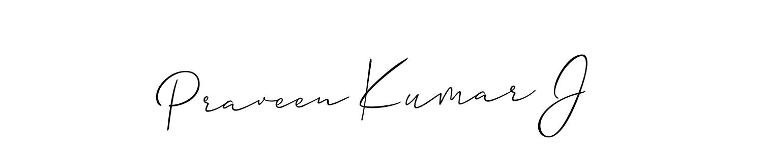 It looks lik you need a new signature style for name Praveen Kumar J. Design unique handwritten (Allison_Script) signature with our free signature maker in just a few clicks. Praveen Kumar J signature style 2 images and pictures png