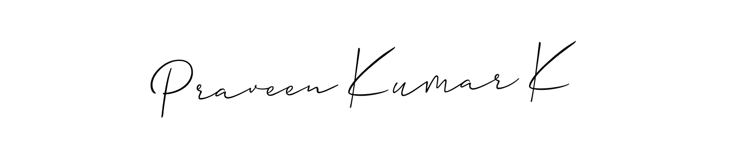 Also we have Praveen Kumar K name is the best signature style. Create professional handwritten signature collection using Allison_Script autograph style. Praveen Kumar K signature style 2 images and pictures png