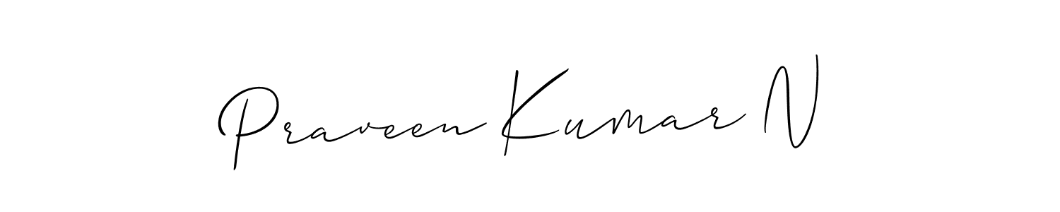 Also we have Praveen Kumar N name is the best signature style. Create professional handwritten signature collection using Allison_Script autograph style. Praveen Kumar N signature style 2 images and pictures png