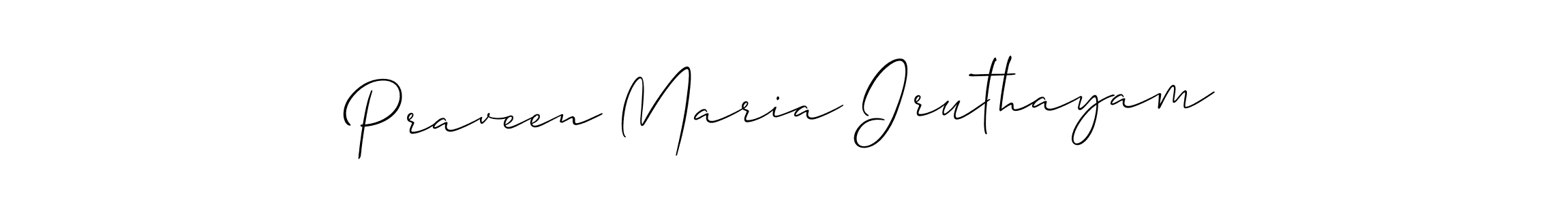 Allison_Script is a professional signature style that is perfect for those who want to add a touch of class to their signature. It is also a great choice for those who want to make their signature more unique. Get Praveen Maria Iruthayam name to fancy signature for free. Praveen Maria Iruthayam signature style 2 images and pictures png