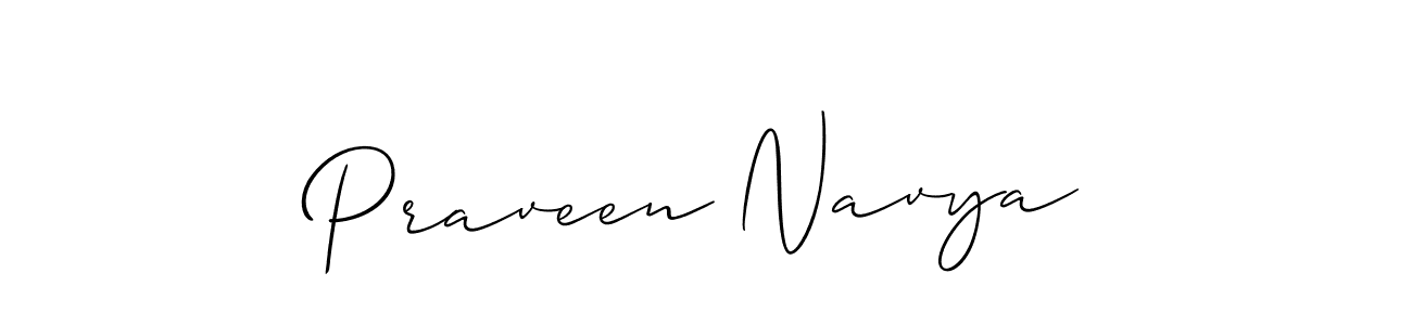 How to make Praveen Navya signature? Allison_Script is a professional autograph style. Create handwritten signature for Praveen Navya name. Praveen Navya signature style 2 images and pictures png