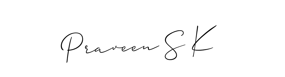 How to Draw Praveen S K signature style? Allison_Script is a latest design signature styles for name Praveen S K. Praveen S K signature style 2 images and pictures png