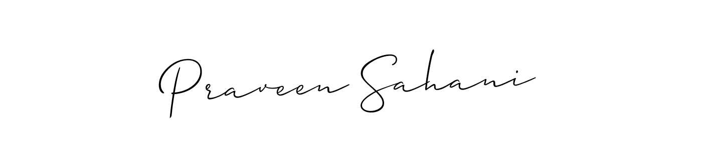 Make a beautiful signature design for name Praveen Sahani. With this signature (Allison_Script) style, you can create a handwritten signature for free. Praveen Sahani signature style 2 images and pictures png