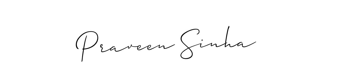 Use a signature maker to create a handwritten signature online. With this signature software, you can design (Allison_Script) your own signature for name Praveen Sinha. Praveen Sinha signature style 2 images and pictures png